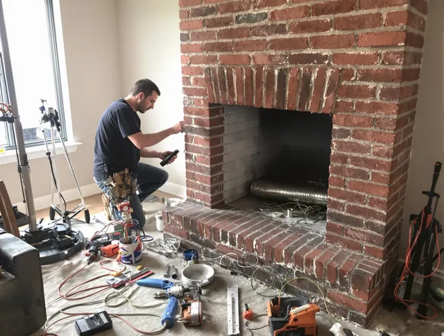 West Warwick Chimney Sweep specialist finalizing chimney liner service in West Warwick, RI