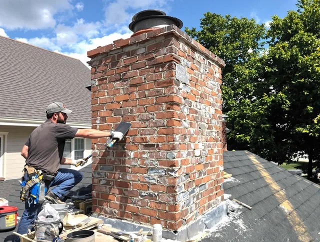 Completed chimney rebuild by West Warwick Chimney Sweep in West Warwick, RI