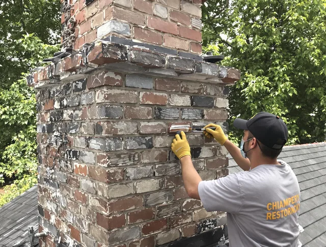 In-progress chimney restoration by West Warwick Chimney Sweep in West Warwick, RI
