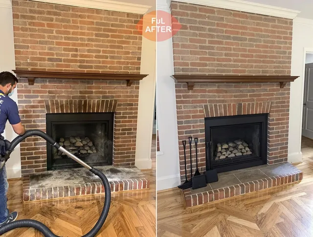 West Warwick Chimney Sweep carefully sanitizing a fireplace in West Warwick, RI