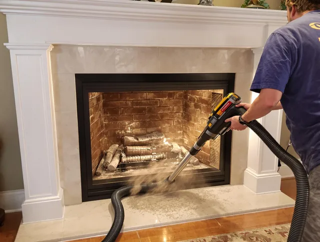 Fireplace cleaning performed by West Warwick Chimney Sweep in West Warwick, RI